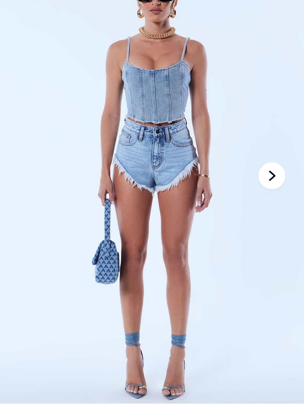 Fashion Nova Light Blue Distressed Denim Jean Shorts
